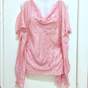 100% silk LAUNDRY pink semi sheer top xs ruched